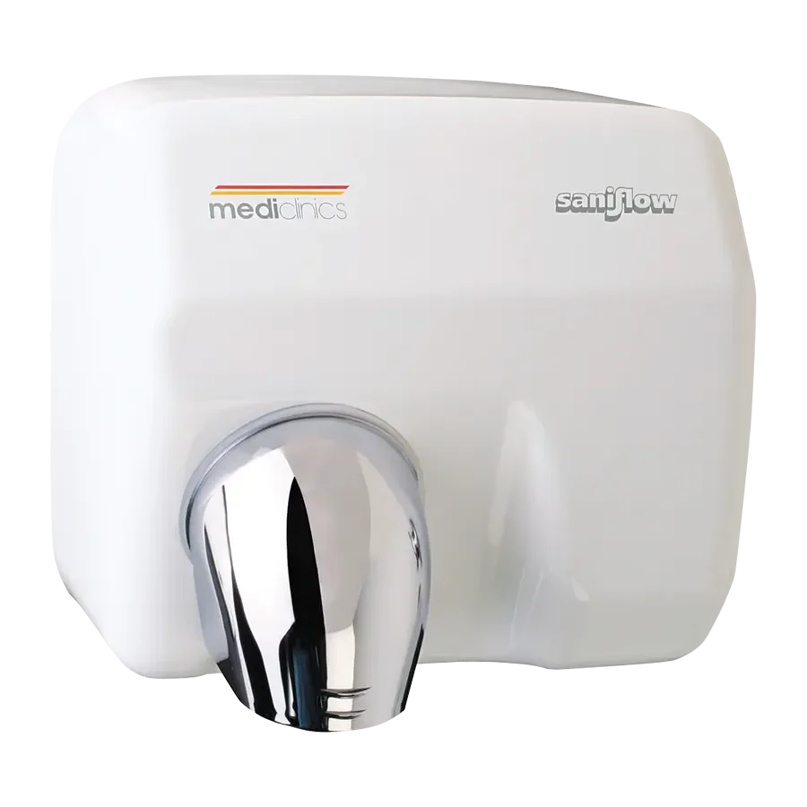 Mediclinics Saniflow automatisch — E05A · Wit epoxy · Staal